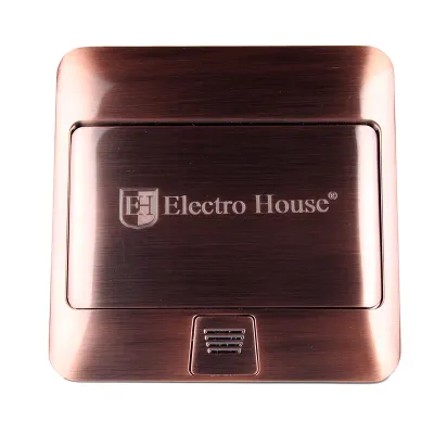 Розетка для підлоги врізна антична мідь 16 а + 2 USB 2,1 а IP44 EH-F007