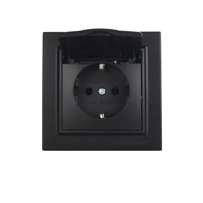 Розетка з кришкою IP44 з/з 16 A графіт EH-2116-PG