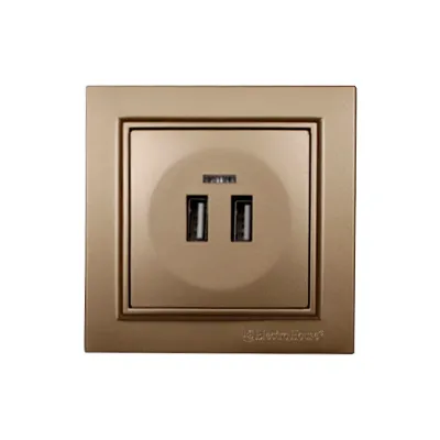 Розетка USB (2 порти) 2 A  Enzo  розкішно-золотий