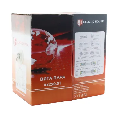 Кабель кручена пара FTP 4х2х0,51 CCA (зовніш. Монтаж) пе чорний EH.LAN-24