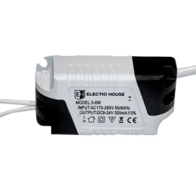 Драйвер для LED панелей 3-6 вт Input: AC 170-265 в Output:DC9-24V 300mA Драйвер для LED панелей 3-6 вт Input: AC 170-265 в Output:DC9-24V 300mA