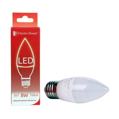 LED лампа свіча E27 8 вт 4100К EH-LMP-1254