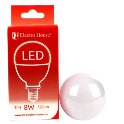 LED лампа куля P45 E14  8 вт  4100К