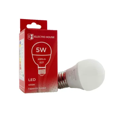 LED лампа  куля G45 E27  5 вт  4100К