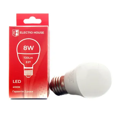 LED лампа куля G45 E27  8 вт  4100К