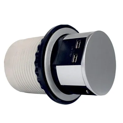 Компактна меблева розетка (горизонтальна) 3х16 а , 2хUSB 2,4 а IP40 EH-AR-302