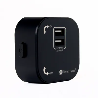 Розетка трекова подвійна USB Pandora Black (Чорний) 2,4 а EH-PT-002B