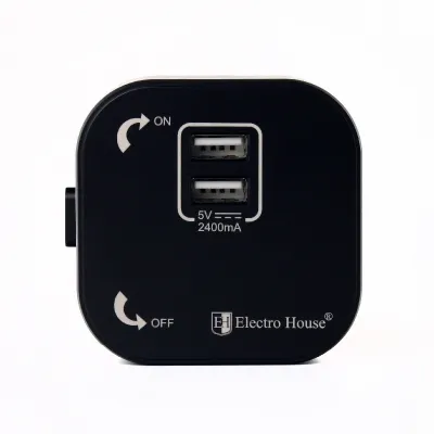 Розетка трекова подвійна USB  Pandora Black (Чорний) 2,4 а