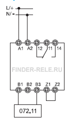 Схема підключення напольного датчика протечки Finder 072.11