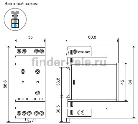 Габаритні розміри фотор реле finder 11.42