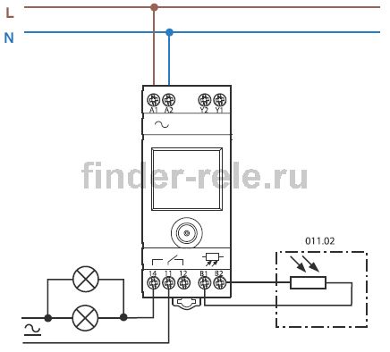 схема подключения фотореле finder 11.91