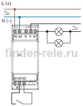 схема подключения электронного моностабильного реле finder 13.01