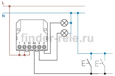 Схема підключення імпульсного реле finder серии 26