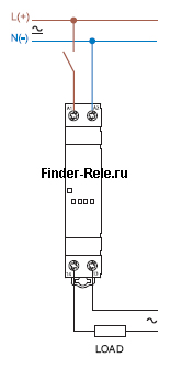 Схема підключення модульного твердотельного реле Finder однофазное подлючение