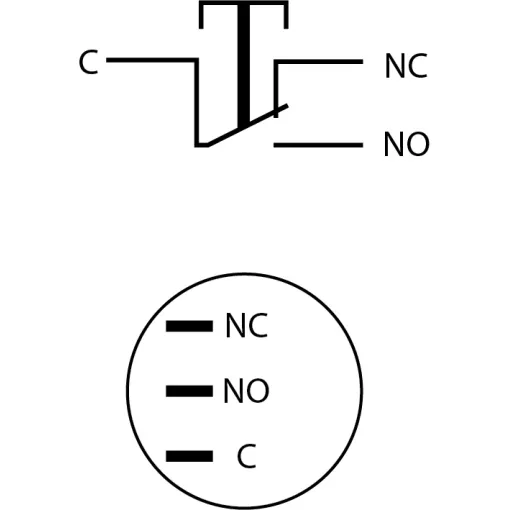 TYJ 16-211 Кнопка металлическая плоская, 1NO + 1NC.
