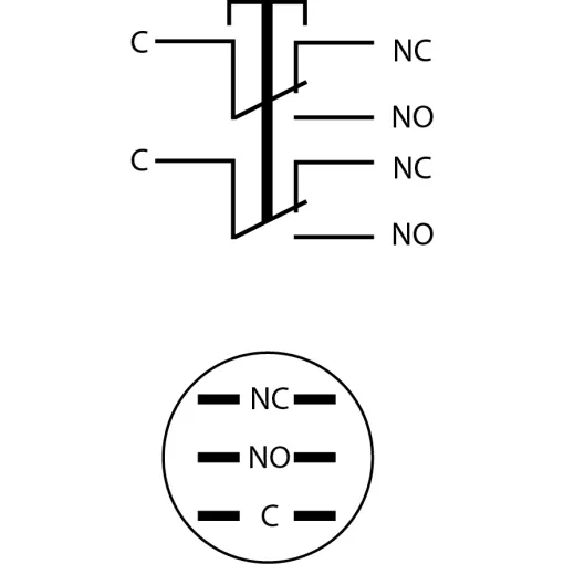TYJ 16-212 Кнопка металлическая плоская, 2NO + 2NC.