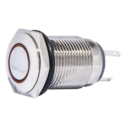 TYJ 16-261 Кнопка металлическая плоская с подсветкой, 1NO + 1NC, красная 220V. ACKO A0140010092