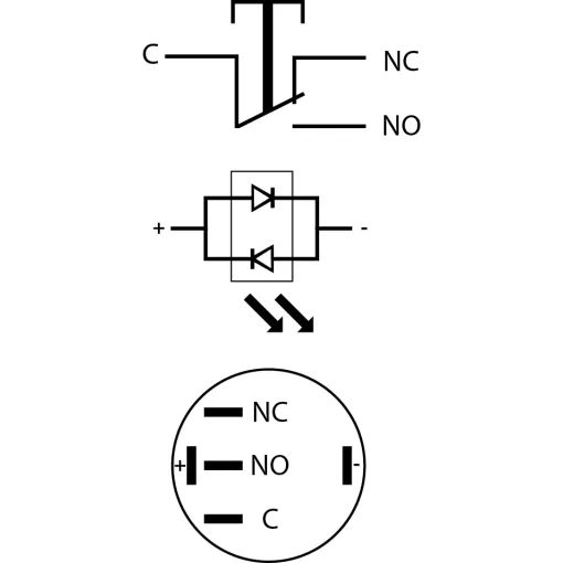 TYJ 16-261 Кнопка металева пласка з підсвічуванням, 1NO+1NC, червона 220V.