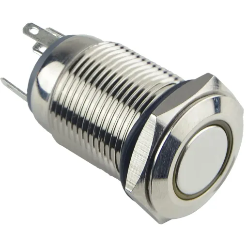 TYJ 16-261 Кнопка металева пласка з підсвічуванням, 1NO+1NC, жовта 220V.