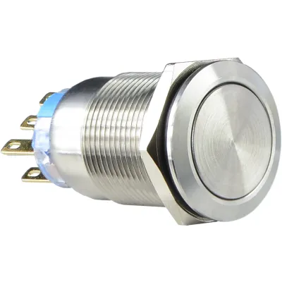 TYJ 19-312 Кнопка металлическая плоская с фикс., 2NO + 2NC. ACKO A0140010111