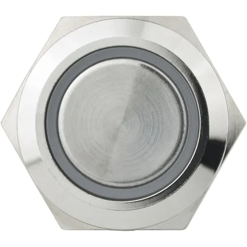TYJ 19-271 Кнопка металлическая плоская с подсветкой, 1NO + 1NC, красная 220V.