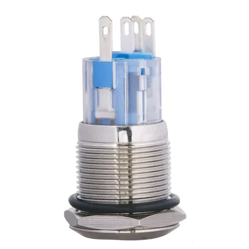 TYJ 19-271 Кнопка металева пласка з підсвічуванням, 1NO+1NC, жовта 220V.