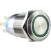TYJ 19-272 Кнопка металлическая плоская с подсветкой, 2NO + 2NC, зеленый 220V.