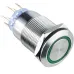 TYJ 19-272 Кнопка металлическая плоская с подсветкой, 2NO + 2NC, зеленый 220V.