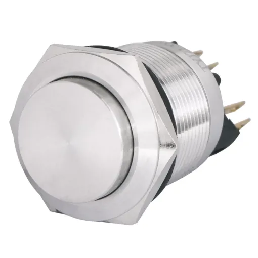 TYJ 22-321 Кнопка металлическая звиступом с фикс., 1NO + 1NC.