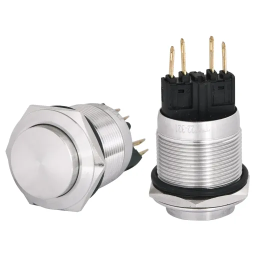 TYJ 22-321 Кнопка металлическая звиступом с фикс., 1NO + 1NC.