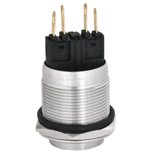 TYJ 22-321 Кнопка металлическая звиступом с фикс., 1NO + 1NC.