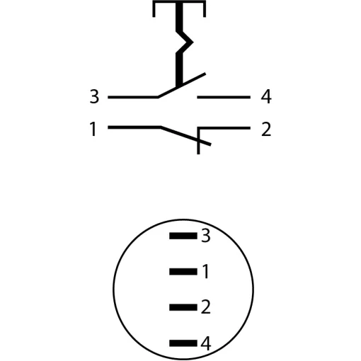 TYJ 22-321 Кнопка металлическая звиступом с фикс., 1NO + 1NC.