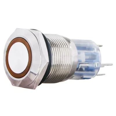 TYJ 19-271 Кнопка металева пласка з підсвічуванням, 1NO+1NC, жовта 24V. АСКО A0140010137