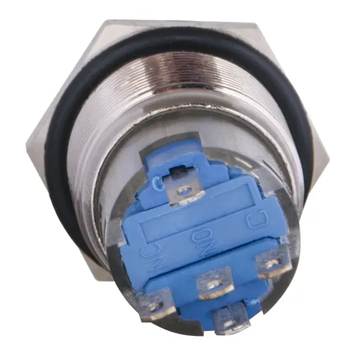 TYJ 19-271 Кнопка металева пласка з підсвічуванням, 1NO+1NC, жовта 24V.