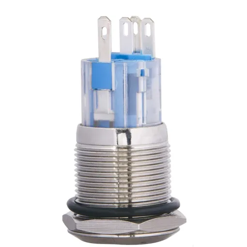 TYJ 19-271 Кнопка металева пласка з підсвічуванням, 1NO+1NC, жовта 24V.