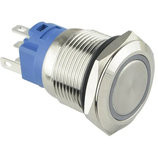 TYJ 19-271 Кнопка металева пласка з підсвічуванням, 1NO+1NC, зелена 24V.