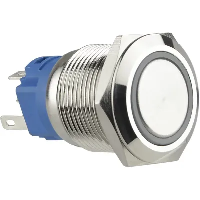 TYJ 19-271 Кнопка металлическая плоская с подсветкой, 1NO + 1NC, красная 24V. ACKO A0140010139