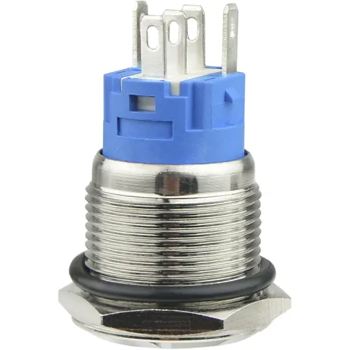 TYJ 19-271 Кнопка металлическая плоская с подсветкой, 1NO + 1NC, красная 24V.