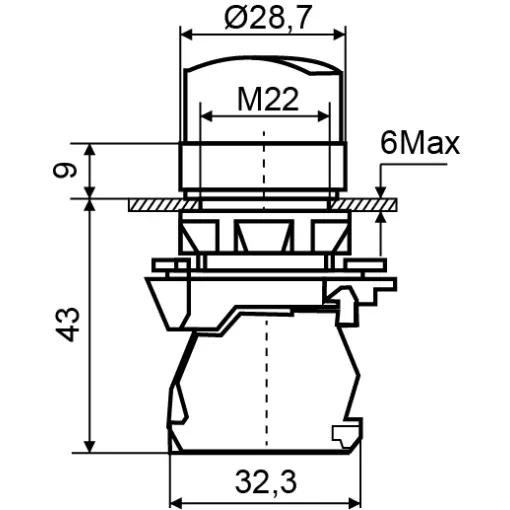 TB5-AK124M5 Кнопка красная поворотная 2-поз. С подсветкой