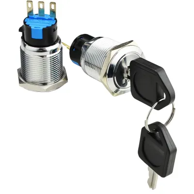 TY 19C-K11/2 Кнопка металлическая с ключом 2-х позиционная 1NO + 1NC. ACKO A0140010213