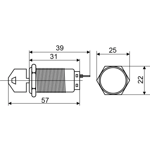 TY 19C-K11/2 Кнопка металлическая с ключом 2-х позиционная 1NO + 1NC.