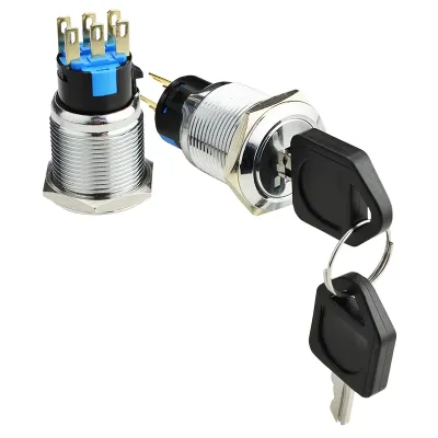 TY 19C-K11/3 Кнопка металлическая с ключом 3-х позиционная 2NO + 2NC. ACKO A0140010214