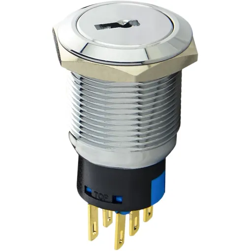 TY 19C-K11/3 Кнопка металлическая с ключом 3-х позиционная 2NO + 2NC.