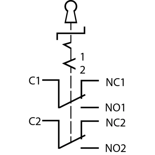 TY 19C-K11/3 Кнопка металлическая с ключом 3-х позиционная 2NO + 2NC.