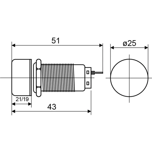TY 19C-S11/1 Кнопка металева Повернення поворотом 1NO+1NC.