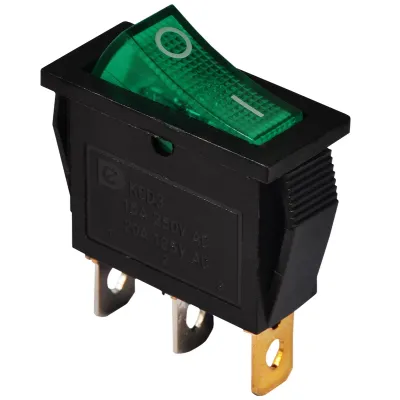 KCD3-101N GR/B 220V Переключатель 1 кл. Зеленый с подсветкой ACKO A0140040028