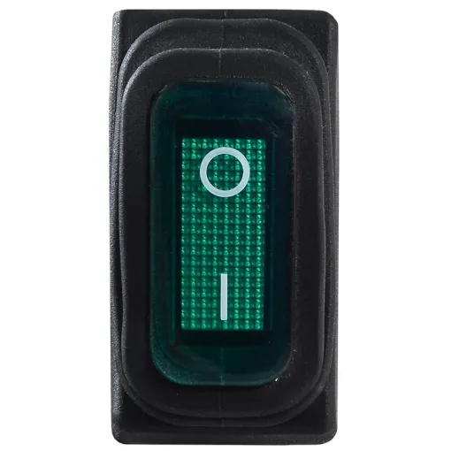 KCD3-101NW GR/B 220V Переключатель 1 кл. Вологозах. Зеленый с подсветкой