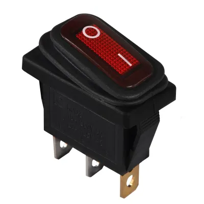 KCD3-101NW R/B 220V Перемикач 1 клав. вологозах червоний з підсвічуванням АСКО A0140040036