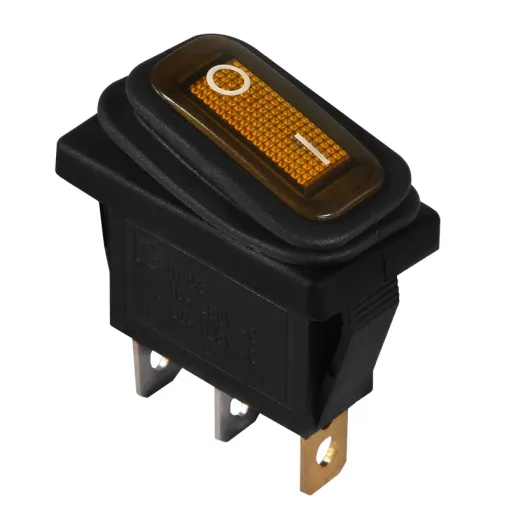 KCD3-101NW YL/B 220V Переключатель 1 кл. Вологозах. Желтый с подсветкой