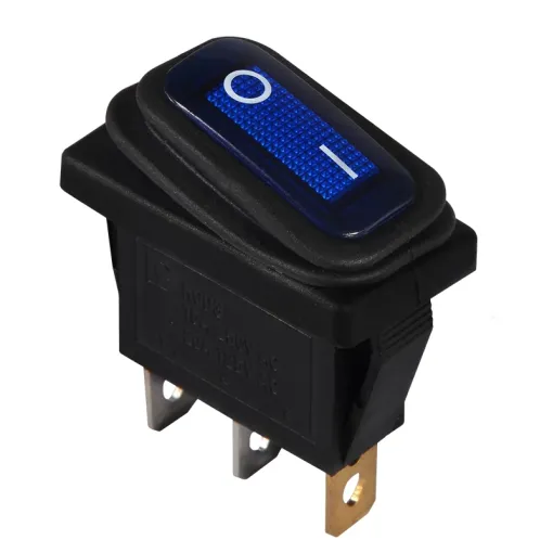 KCD3-101NW BL/B 220V Переключатель 1 кл. Вологозах. Синий с подсветкой